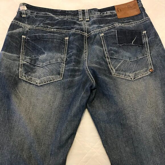 Akoo Brand distressed wide‎ leg blue jeans 42X33 - Picture 11 of 11